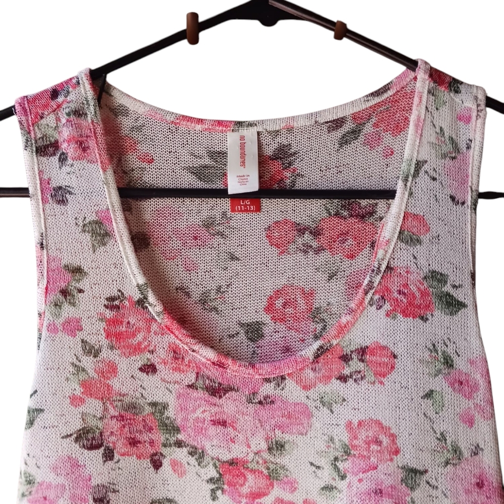 No Boundaries Floral Tank Top - Pink and Cream - Picture 2 of 7